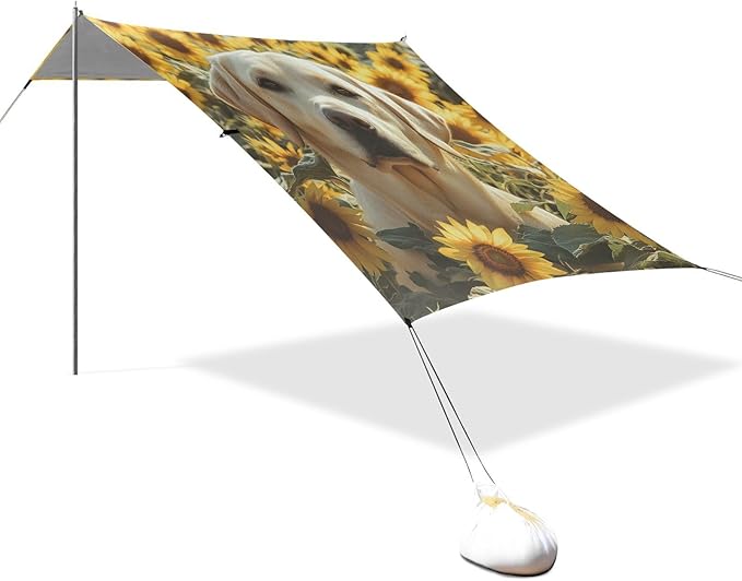 ALAZA Labrador Dog in Sunflower Field Beach Tent Sun Shelter Portable Canopy Sunshade for Outdoor Camping Picnics Backyard Fun 10x9 ft