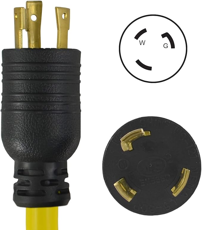 Conntek 20572: 30 Amp L5-30 Locking Style Generator Extension Cord 50 Feet Yellow