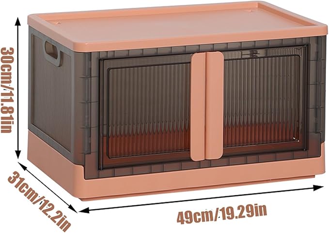 Stackable Storage Box with Lids Foldable Cube Container for Closet Organization - Wheeled and Door-Equipped
