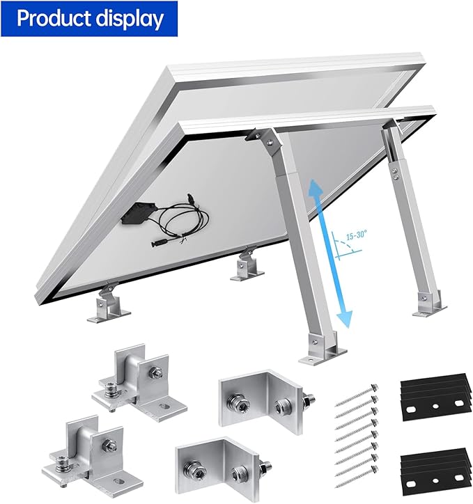 1 Set Adjustable Solar Panel Tilt Mount Brackets Solar Panel Mounting Bracket Stand Support 50W 70W 100W 150W 200W 300W 400W Panels for Roof/Boat/Flat Surface/Camping