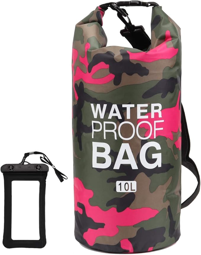 Waterproof Dry Bag 2L/5L/10L/15L/20L/30L Roll Top Sack Keeps Gear Dry for Kayaking Rafting Boating Swimming Camping Hiking Beach Fishing with Free Waterproof Phone Case (Rose red 20L)