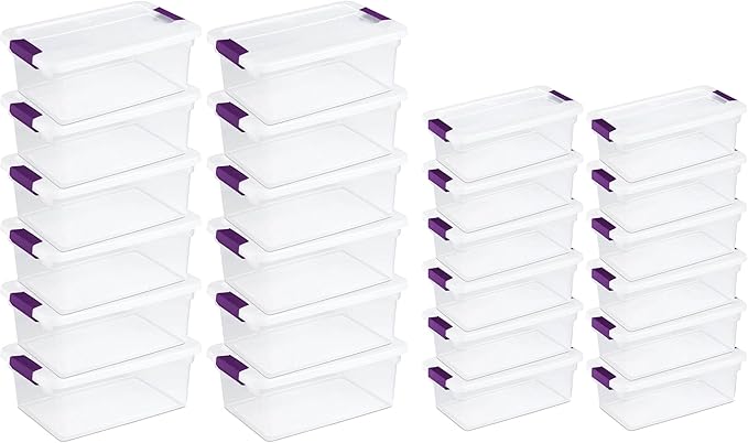 Sterilite 15 Quart Clear Plastic Storage Container Tote 12 Pack and 6 Quart Clear Plastic Storage Container Bins 12 Pack with Lids for Organization