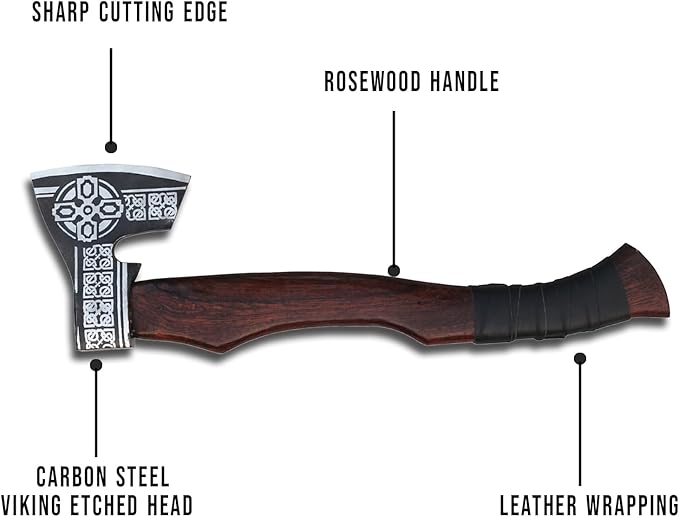 2pcs Handmade Medieval Set Viking Axe &amp Hammer Set Viking Battle Axe with Handmade Leather Sheath and HandForged Viking Hammer Viking Collectibles Viking Bearded Axe and Viking Hammer Combo Se