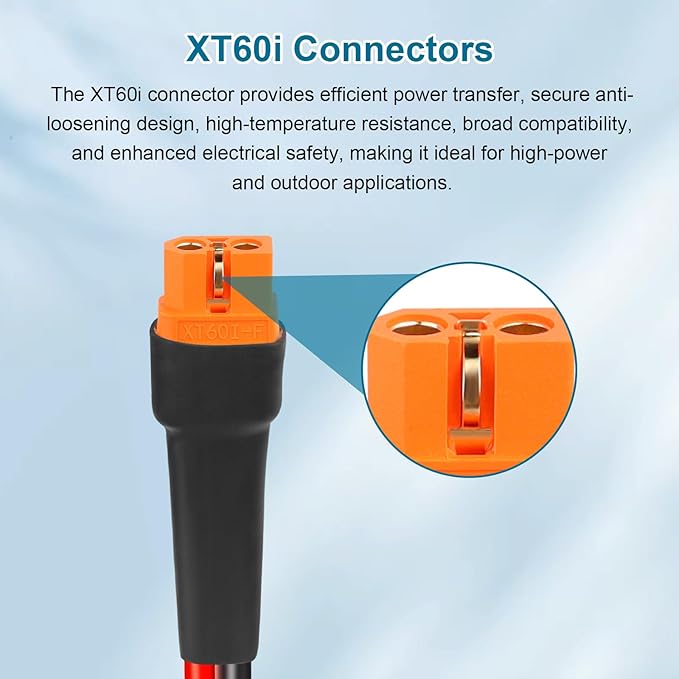 XRDS -RF 12AWG Solar to XT60i Extension Cable 20FT– Tinned Copper Heavy-Duty XT60i Female Wire for Solar Panel Battery and Power Station Low Resistance
