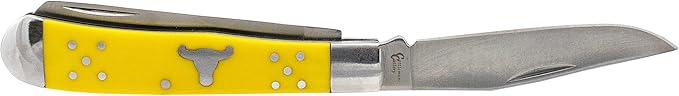 Trapper Series Yellow Folding Pocket Knife – 2 Stainless Steel Blades in 1 Knife