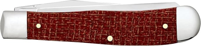 Case XX Pocket Knife TRAPPER - DARK RED BURLAP MICARTA Item #12270-10254 CS - Length Closed: 4 1/8Inches
