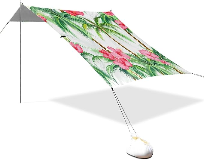 Beach Canopy with Windproof Ropes &amp Sandbags Beach Tent Sun Shade Sun Shelter for Camping Trips Fishing Backyard Fun or Picnics Landscape