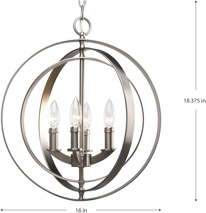 Progress Lighting 4-Light Foyer Pendant Equinox Collection Indoor P3827-126 Burnished Silver
