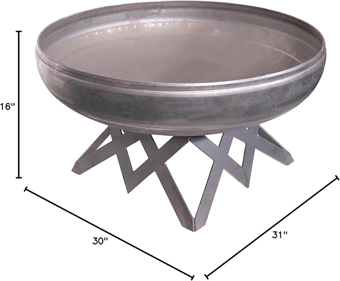 Ohio Flame - 30 Liberty Fire Pit with Angular Base (Made in USA) - Natural Steel Finish