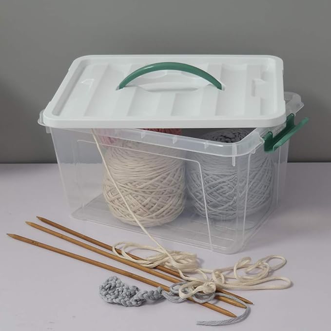 Gloreen 14 Quart Clear Storage Bins with Lid and Handle Multipurpose Stackable Plastic Storage Latches Box/Containers