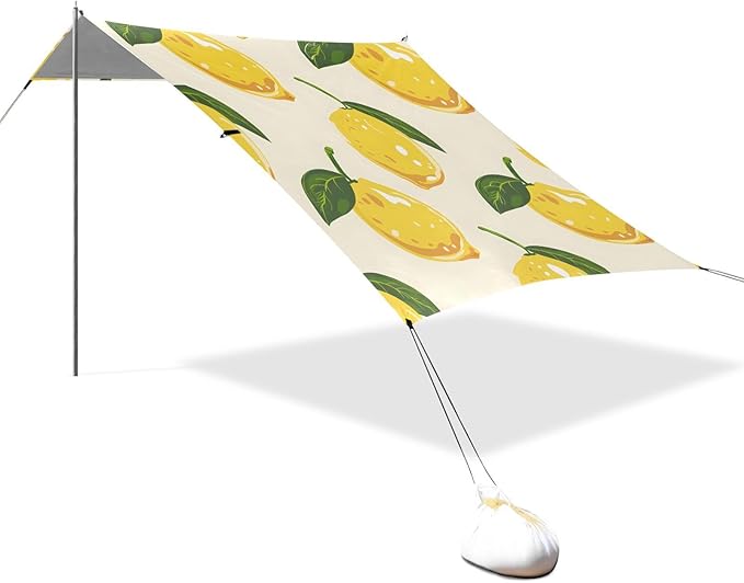 ALAZA Yellow Lemon Beach Tent Sun Shelter Portable Canopy Sunshade for Outdoor Camping Picnics Backyard Fun 10x9 ft