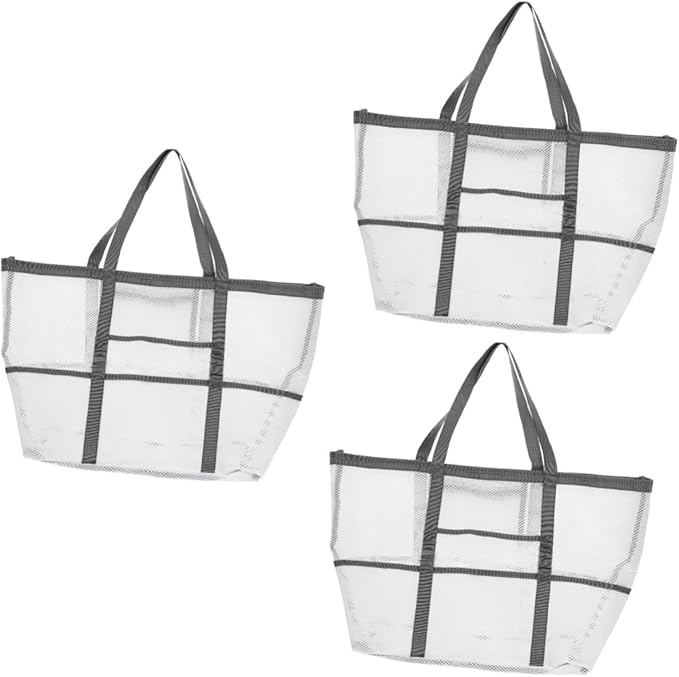 Housoutil 3pcs Portable Mesh Shower Bag for Beach Use Opening Design for Easy Access for Toys Swimming Camping Outdoor Sports Mesh Material