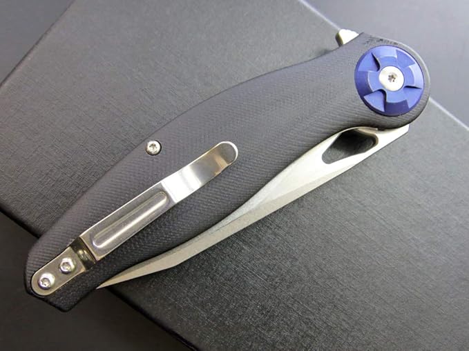 Eafengrow EF76 Folding Knife for Camping EDC Pocket Knife with G10 Handle &amp D2 Stone-washed Blade Hunting Outdoor Tool (black)
