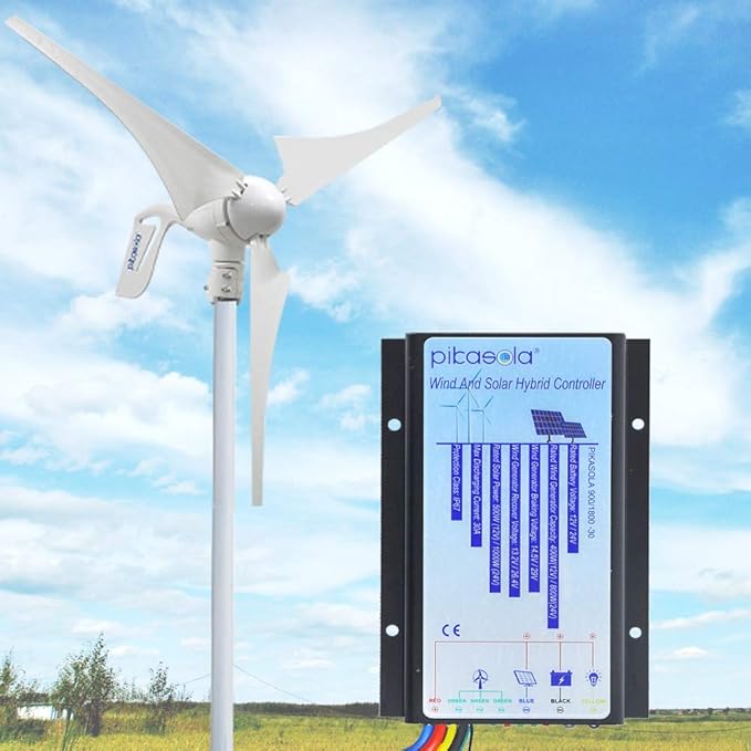 Pikasola Hybrid Wind &amp Solar Controller for 12V/24V Battery Auto 30A Charge Controller for Off Grid Max 800W Wind Turbine &amp 1000W Solar Panel with MCT Charging