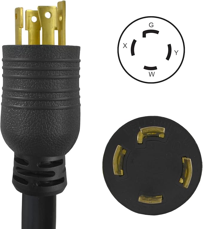 Conntek PL1430L630 Generator Adapter 30-Amp 125/250-volt L14-30 4-Prong Locking Plug to 30-Amp 250-volt L6-30R Female Black