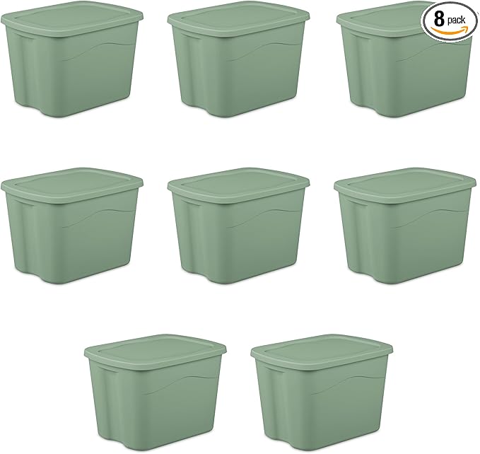 18-Gallon Plastic Storage Bins with Snap-on Lids – 8-Pack Home Organization Essential