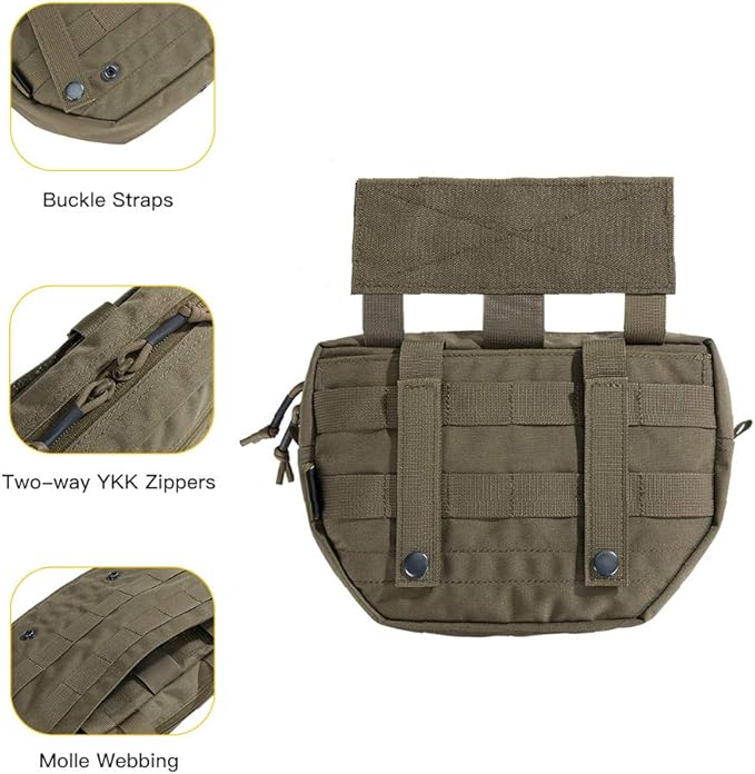 EXCELLENT ELITE SPANKER Tactical Drop Dump Pouch Molle Tool Pouch with Hook &amp Loop Carrying Kit Bag for Tactical Vest Chest Rig