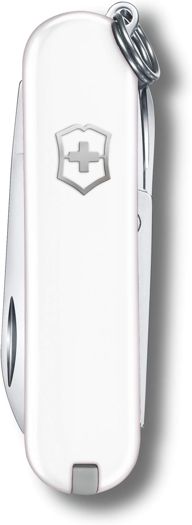 Victorinox Classic SD Swiss Army Knife Compact 7 Functions Swiss Made Pocket Knife with Small Blade Screwdriver and Key Ring - Falling Snow (White)