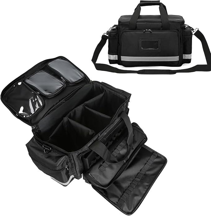 First Aid Bag Medical Empty Bag Emergency Responder Trauma Bag Empty Professional First Aid Kits Storage Medical Bag with Inner Dividers and No-Scratch Bottom Home Health