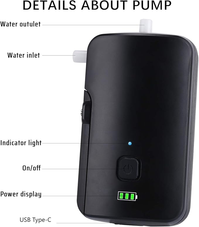 Portable camping shower set 4400mAh batteryself suction shower pumpsuitable for family camping hikingbackpackingbeachpetspumping the water from the bucket into a stable and gentle shower flow