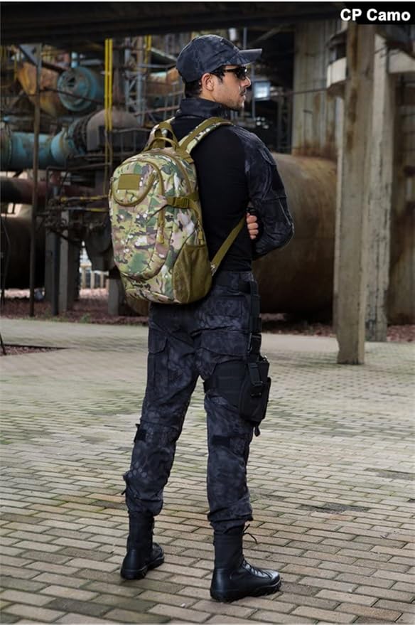 UNISTRENGH 25L Backpack Military Tactical Daypack Water-resistance Assault Gear Rucksack for Hunting Trekking Travelling (CP Camo)