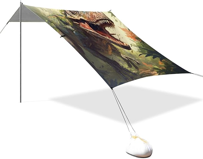 ALAZA Stylish Jungle Dinosaur Beach Tent Sun Shelter Portable Canopy Sunshade for Outdoor Camping Picnics Backyard Fun 10x9 ft