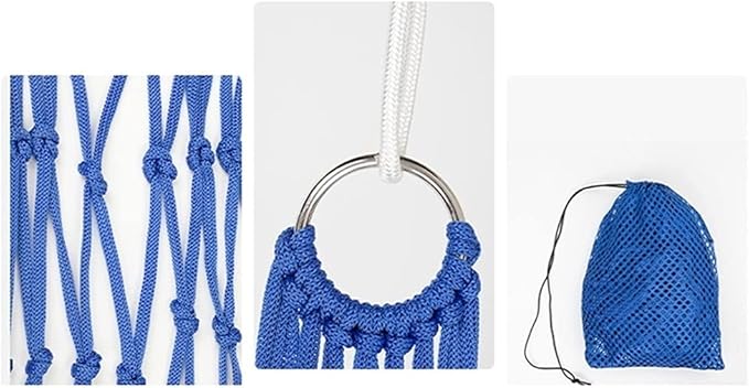 Portable Hammock Portable Hammock Swing Bed Meshy Rope Hammocks Sleeping Net Bed with 2 Tree Straps for Outdoor Beach Garden Backyard for Backpacking Beach (Color : Blue)