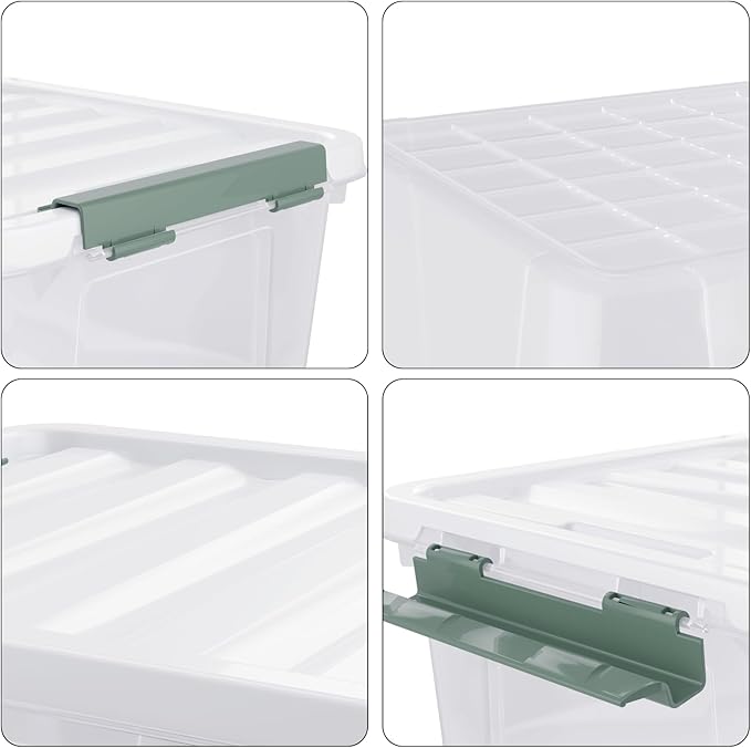 20 Quart Clear Plastic Latching Box with Handle Plastic Containers with Lids 6-Pack