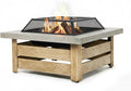 WILDMOS Firepits for OutsideWood Burning Fire Pit with Wood-Grain Side PanelsFirepit for Outside with Mesh Cover &amp Fire PokerSquare Modern Outdoor Fireplace Fire Table. (Countryside)