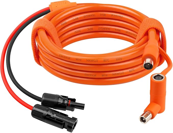 XRDS -RF Solar Panel to DC 8mm Adapter Cable 10FT Solar Connector to DC7909/8020 Male Plug Extension Cord 12AWG+14AWG Tinned Copper Wire Compatible with Portable Power Station