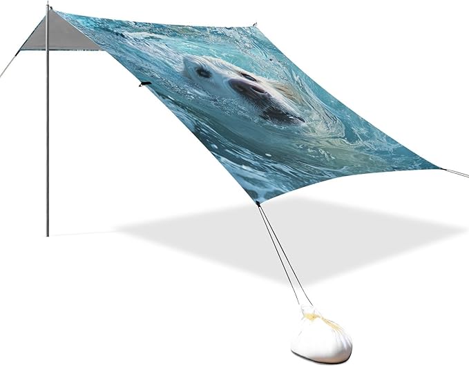 ALAZA Labrador Swims in The Sea Beach Tent Sun Shelter Portable Canopy Sunshade for Outdoor Camping Picnics Backyard Fun 10x9 ft