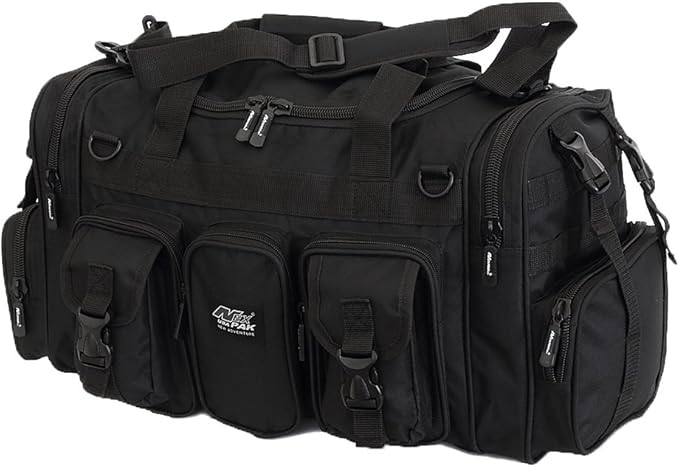 NPUSA Mens Large 22 Inch Black Duffel Duffle Military Molle Tactical Gear Shoulder Strap Travel Bag