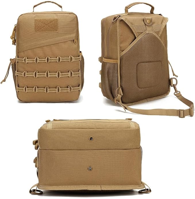 Outdoor Sports Hiking Sling Bag Shoulder Pack Camouflage Tactical Molle Chest Bag - Tan