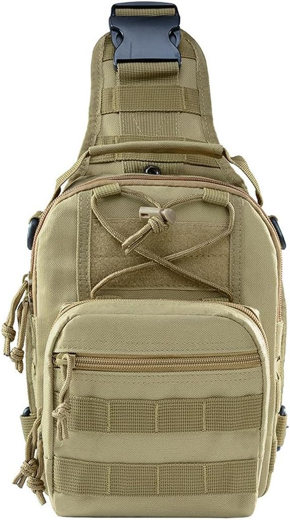 Tactical Sling Bag Pack Military Rover Shoulder Sling Backpack EDC Molle Assault Range Bag (Mud Color)