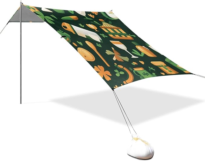 ALAZA Clover Elements St.Patrick's Day Beach Tent Sun Shelter Portable Canopy Sunshade for Outdoor Camping Picnics Backyard Fun 10x9 ft