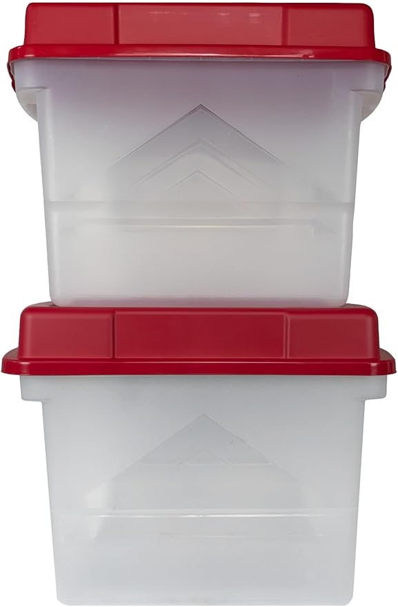 26 Gallon HI-TOP Storage Tote Clear Base with Red 4-Inch-Tall Lid 8-Pack