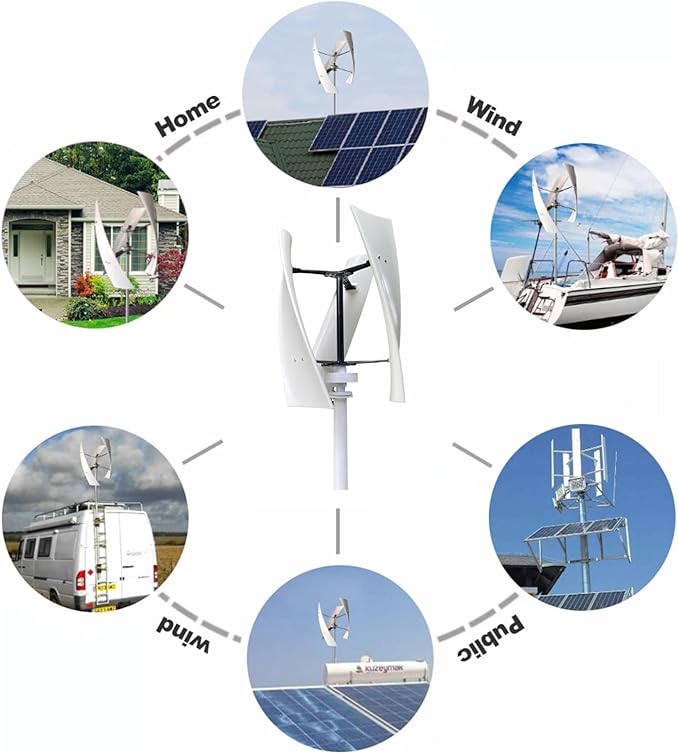 12000W No Noise Vertical Axis Wind Turbine Generator220V 12V 24V 48V Magnetic Levitation Wind Turbine with MPPT Controller for Home Street Lighting(White)12V