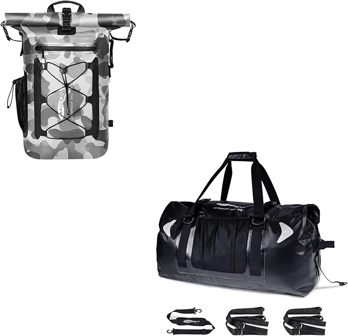35L Heavy Duty Waterproof Dry Bag Backpack and 65L Waterproof Duffel Bag for Kayaking Rafting Boating Swimming Beach