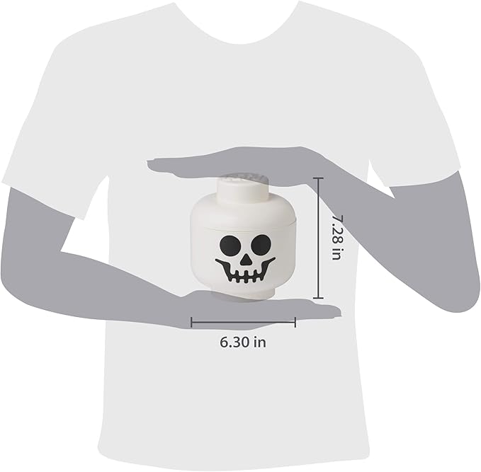 Room Copenhagen LEGO Storage Heads Stackable Storage Container - Buildable Organizational Bins for Kid’s Toys and Accessories - 6.30 x 6.30 x 7.28in - Small Skeleton Holds 250 Bricks