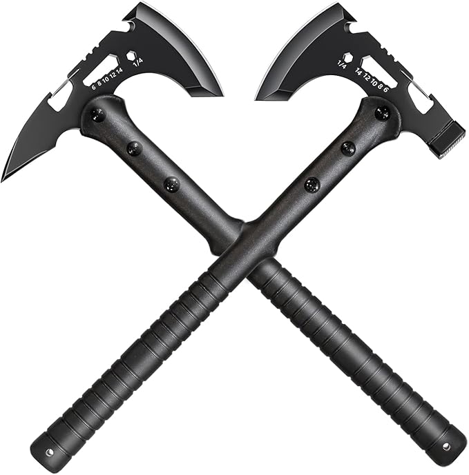 Camping Axes Wood Separator Multipurpose Tomahawk Tactical Hatchet with Sheath - Survival Hiking Camping Carbon Steel Blade 2 Pack