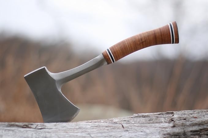 ESTWING Sportsman's Axe - 14 USA Made Camping Hatchet with Forged Steel Construction &amp Genuine Leather Grip - E24A