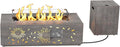 2-Piece 42 LED Rectangular Propane Fire Pit for Outside Patio with Hidden Tank Table 50000 BTU Fireplaces with Glass Wind Guard Lid Glass Rocks Cover(Sunflower w/Warm Light)