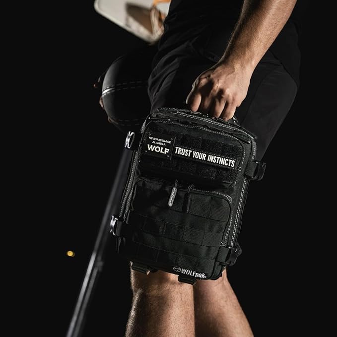 WOLFpak 9L Mini Tactical Backpack for Men &amp Women | Compact Small Everyday Carry Bag for Gym School Travel | Durable Water-Resistant Daypack with Molle System and Patch Panel (Black Phantom)