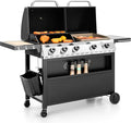 Sophia &amp William Propane Gas Grill and Griddle Combo with Porcelain-Enameled Cast Iron Grates Dual Outdoor BBQ Grill with Flat Top Griddle for Barbecue 696 SQ.IN. Cooking Area