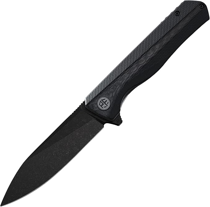 Petrified fish PF8183.54 D2 Blade104g G10 Handle Flipper Folding knife (Carbon fiber with G10 handle Black stonewashed)