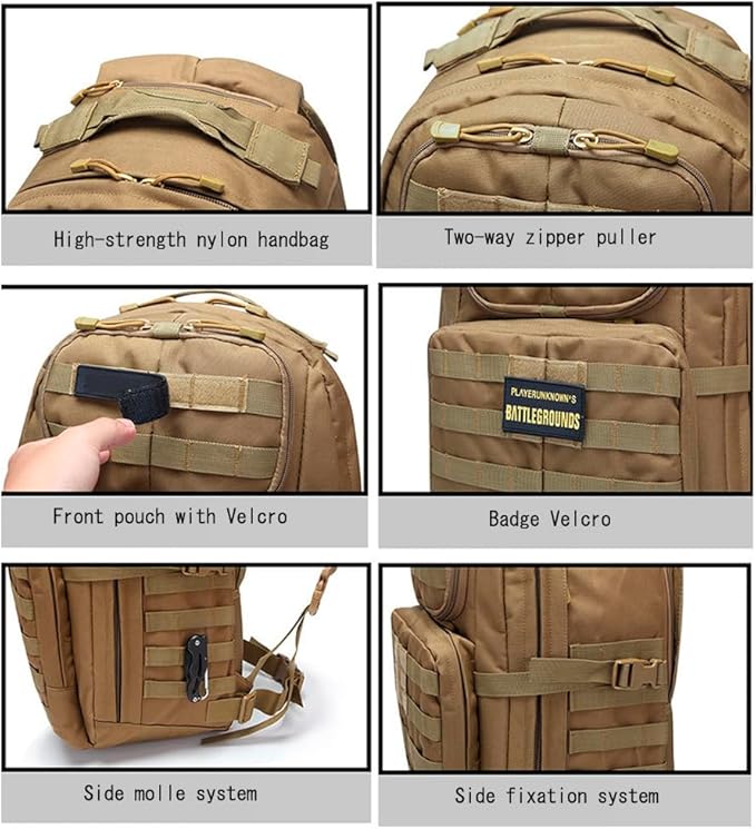 Tactical Backpack 42L Rucksack 3 Day Assault Pack Molle Bug out Day Pack Bag for Hunting Hiking Trekking