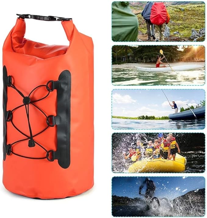 Waterproof Dry Bag Waterproof Beach Bags Lightweight Dry Storage Bag Backpack with Clip Net Waterproof Bag for Kayaking (Color : Black)