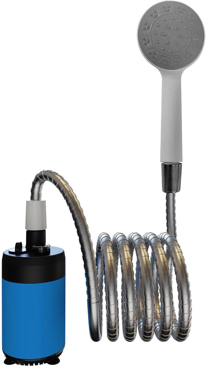 Shower for Camping Handheld Electric Shower Battery Powered Compact Camp Shower for Outdoor Travel Hiking Car Washing Pet Bath (Blue)