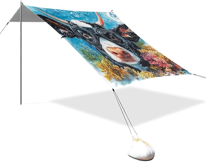 ALAZA White Cow Beach Tent Sun Shelter Portable Canopy Sunshade for Outdoor Camping Picnics Backyard Fun 10x9 ft