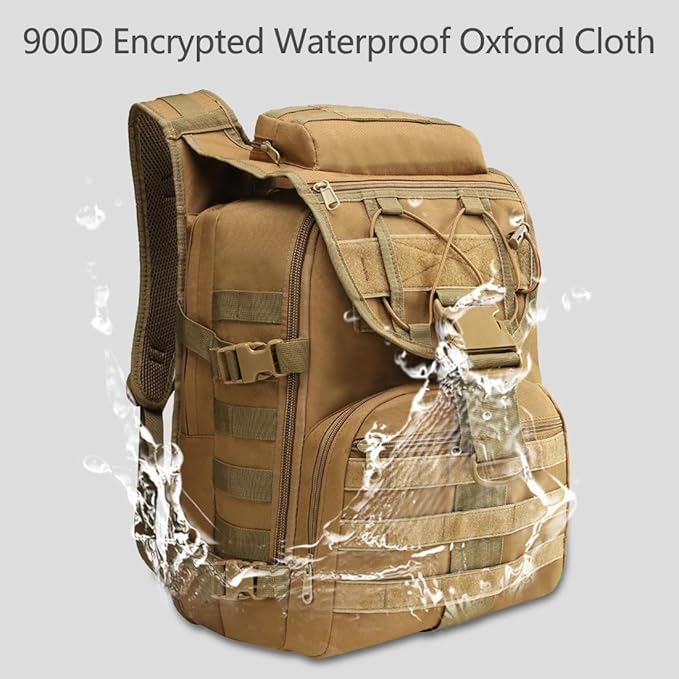 35L Military Tactical Backpacks Molle Army Assault Pack 3 Day Bug Out Bag Hiking Treeking Rucksack (Mud Color)
